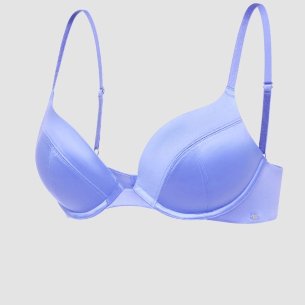 NWT Savage X Fenty Slipper Satin Push Up Plunge Bra 34C & Brazilian Panty S F35 - Picture 3 of 11